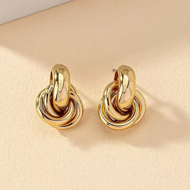Knot Hoop Earring Shiny Plating Daily Wear Jewelry