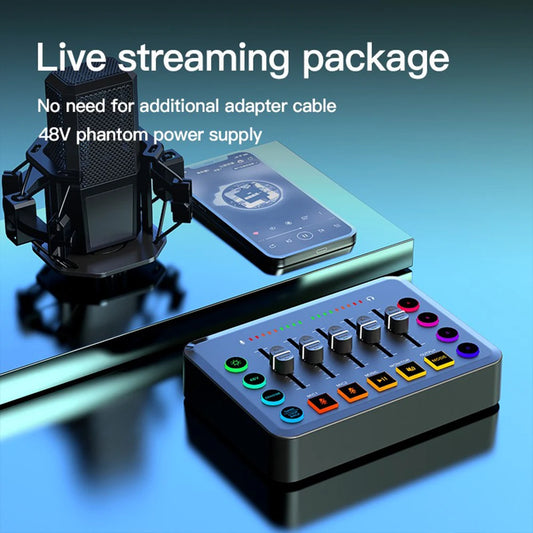 New Gaming Audio Mixer Streaming 5-Channel RGB with XLR Microphone Interface