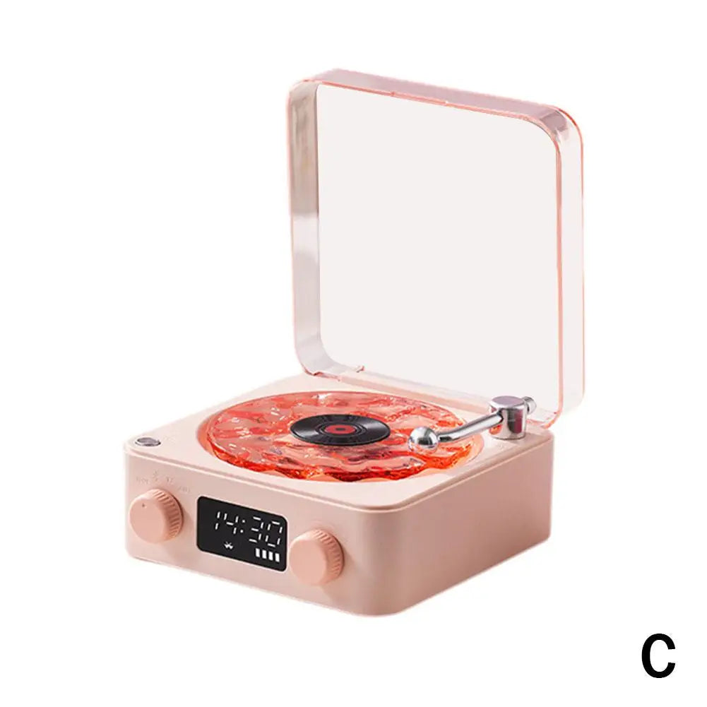 Vinyl Player Bluetooth Speaker with White Noise Retro Turntable Speaker Sleep Aid Vitrola Shaped Speaker with RGB Light