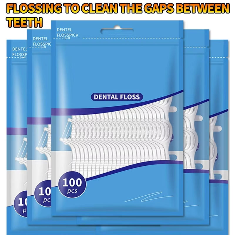 200Pcs Dental Floss and Plastic Toothpicks for One-Time Cleaning of Dental Gaps
