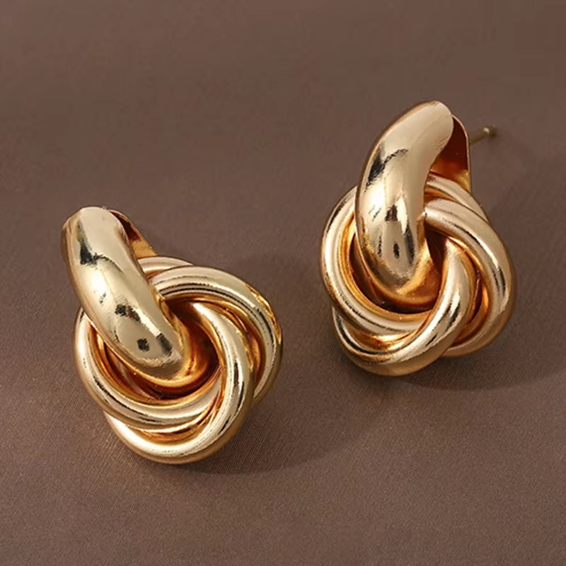 Knot Hoop Earring Shiny Plating Daily Wear Jewelry