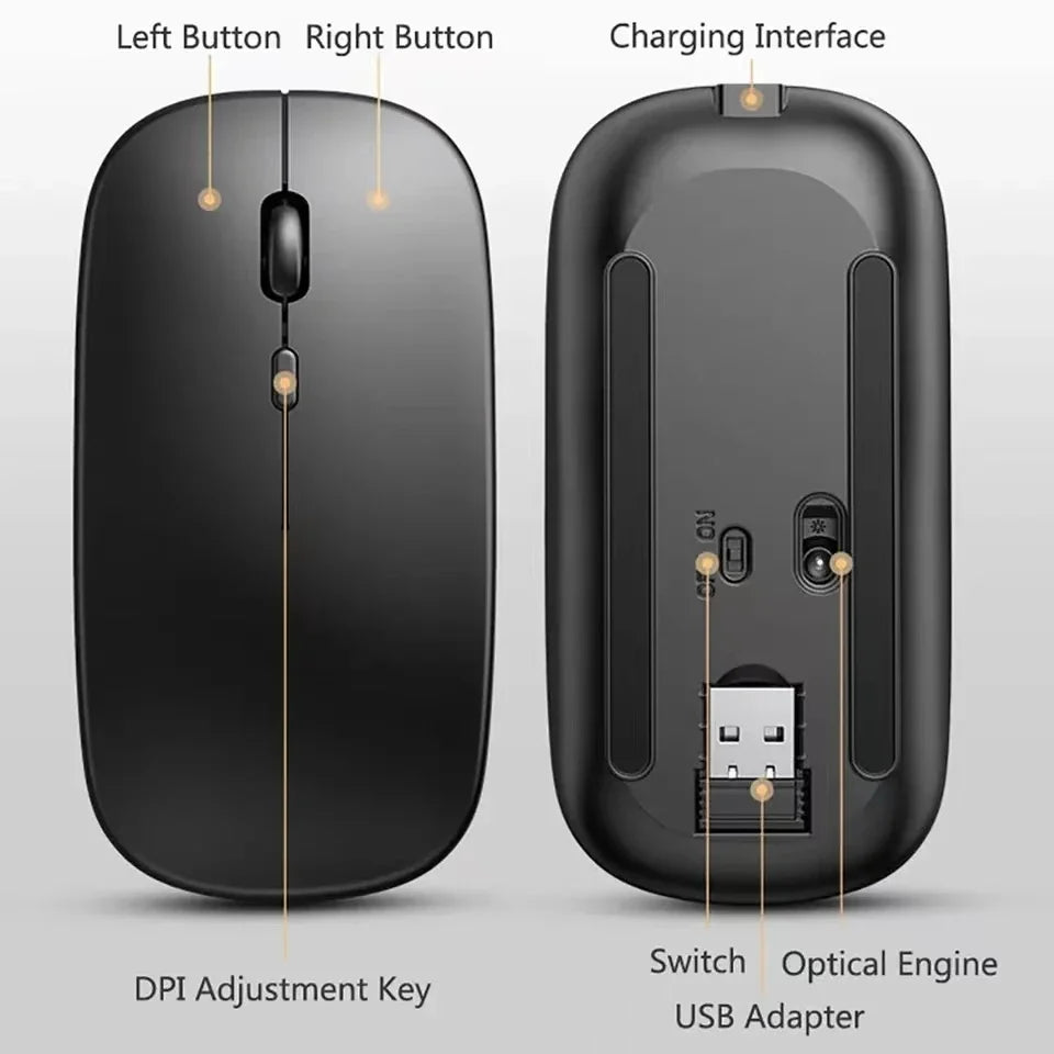 Rechargeable Wireless Mouse 2.4Ghz Dual Modes with Nano Receiver