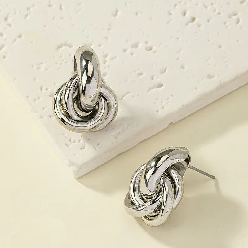Knot Hoop Earring Shiny Plating Daily Wear Jewelry