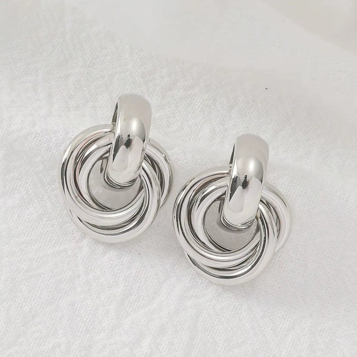 Knot Hoop Earring Shiny Plating Daily Wear Jewelry