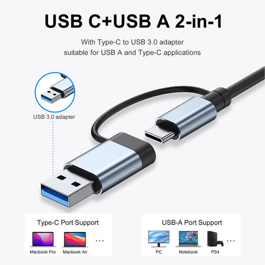 USB C Hub 3.0, VIENON Aluminum 7 in 1 USB Extender, USB Splitter with 1 X USB 3.0, 4 X USB 2.0 and 2 X USB C Ports
