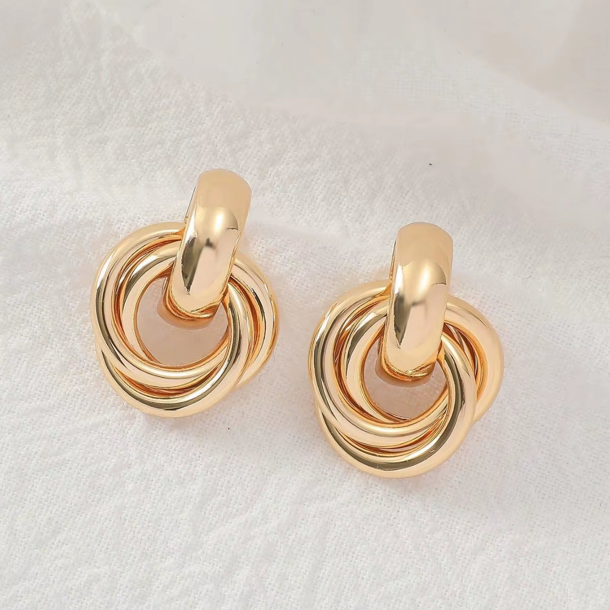 Knot Hoop Earring Shiny Plating Daily Wear Jewelry