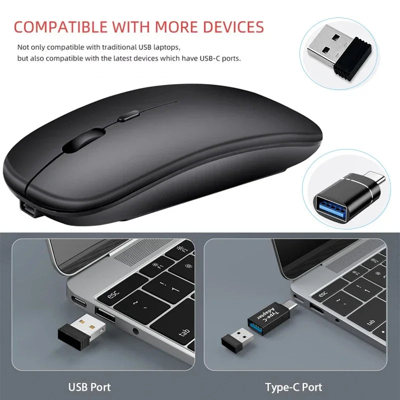 Rechargeable Wireless Mouse 2.4Ghz Dual Modes with Nano Receiver