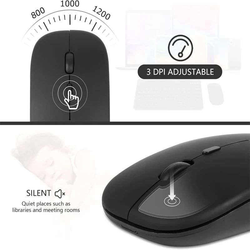 Rechargeable Wireless Mouse 2.4Ghz Dual Modes with Nano Receiver