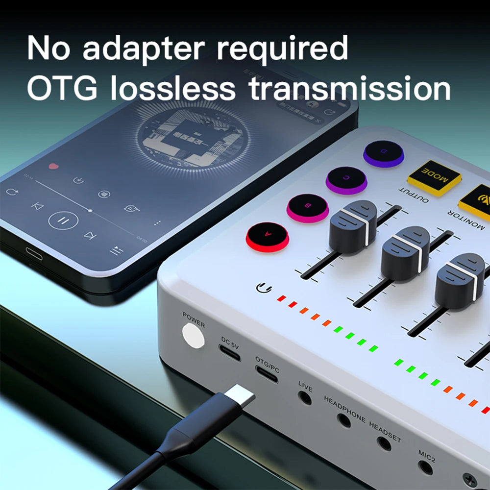 New Gaming Audio Mixer Streaming 5-Channel RGB with XLR Microphone Interface