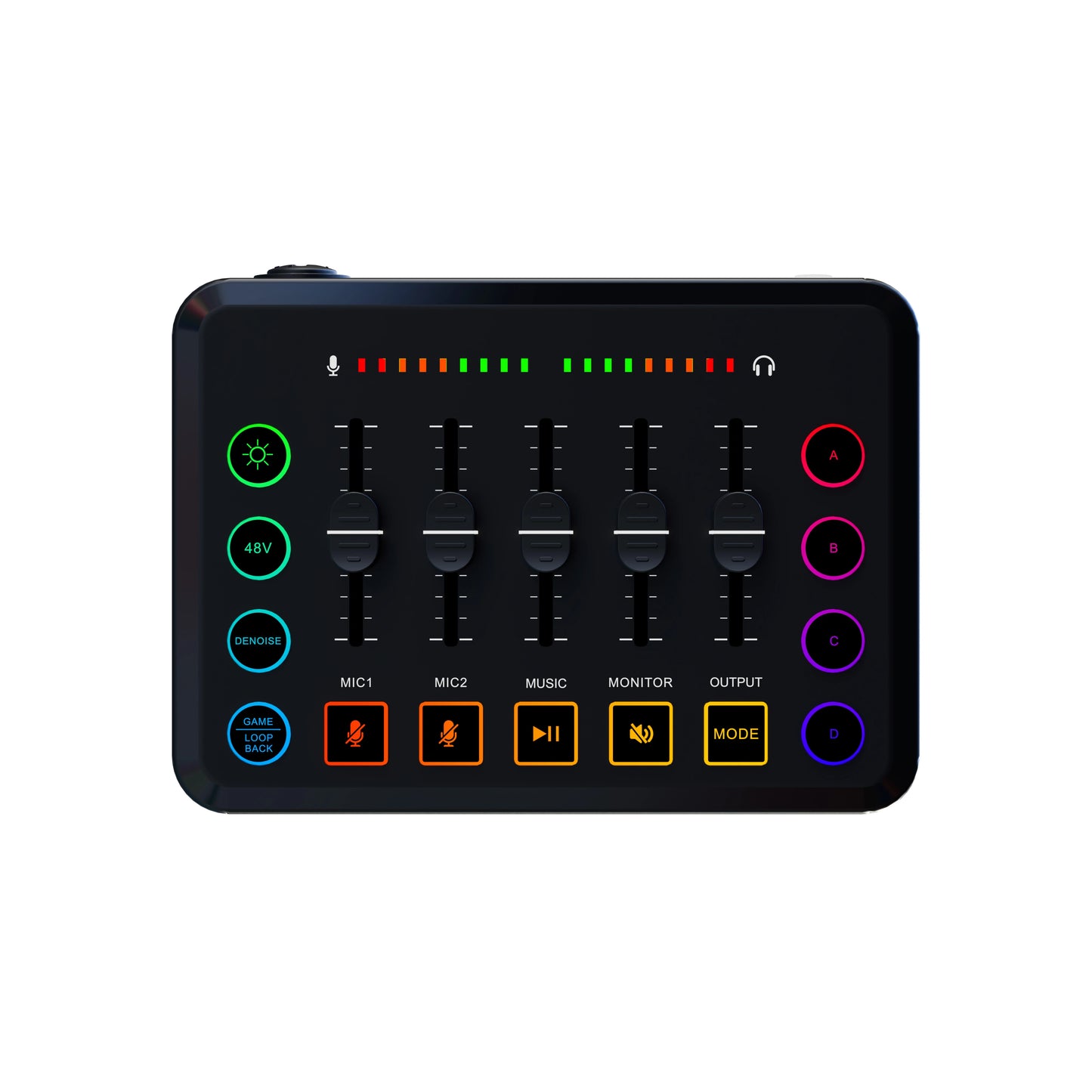 New Gaming Audio Mixer Streaming 5-Channel RGB with XLR Microphone Interface