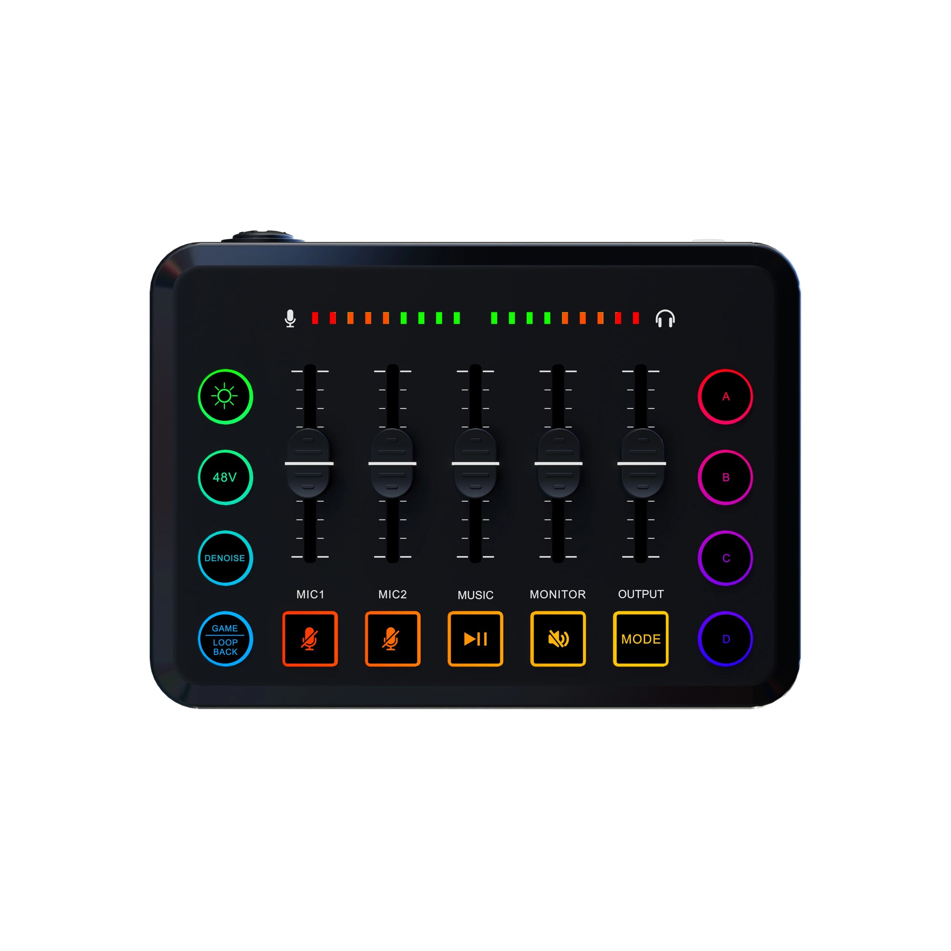 New Gaming Audio Mixer Streaming 5-Channel RGB with XLR Microphone Interface
