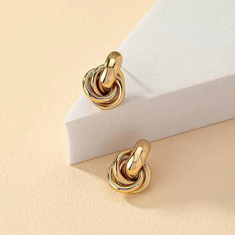 Knot Hoop Earring Shiny Plating Daily Wear Jewelry
