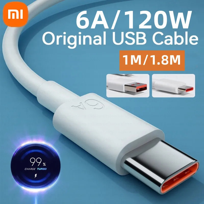6A Usb Type C Cable Charger 120W Turbo Fast Charging